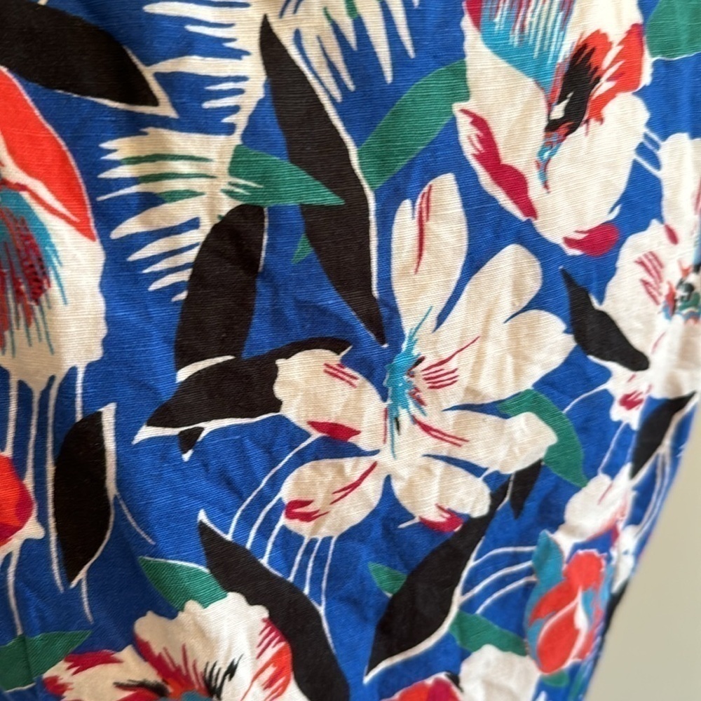 J. Crew Tropical Floral Print Linen Blend Peplum Top Size 6 - Picture 8 of 14